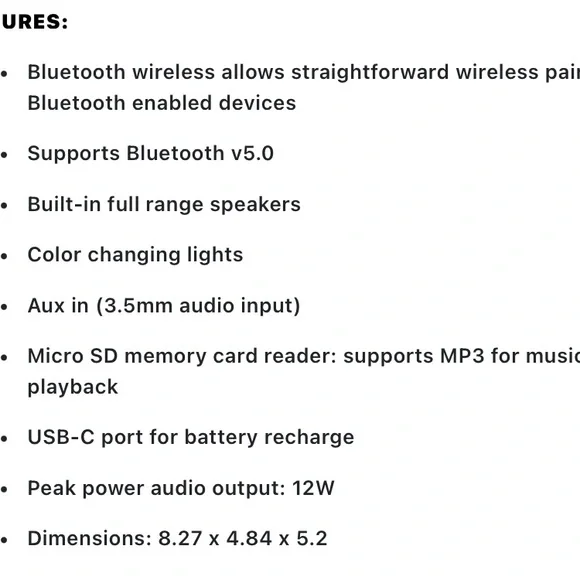 iLIVE Retro  Elegant Black Bluetooth Speaker with Color Changing lights❤️🌺 - Picture 9 of 10